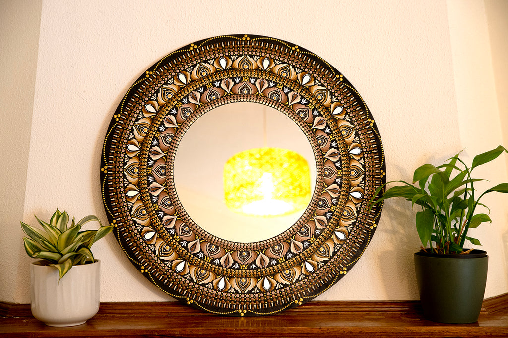 Marco de mandala de estilo clásico de 60 cm con espejo de 40 cm