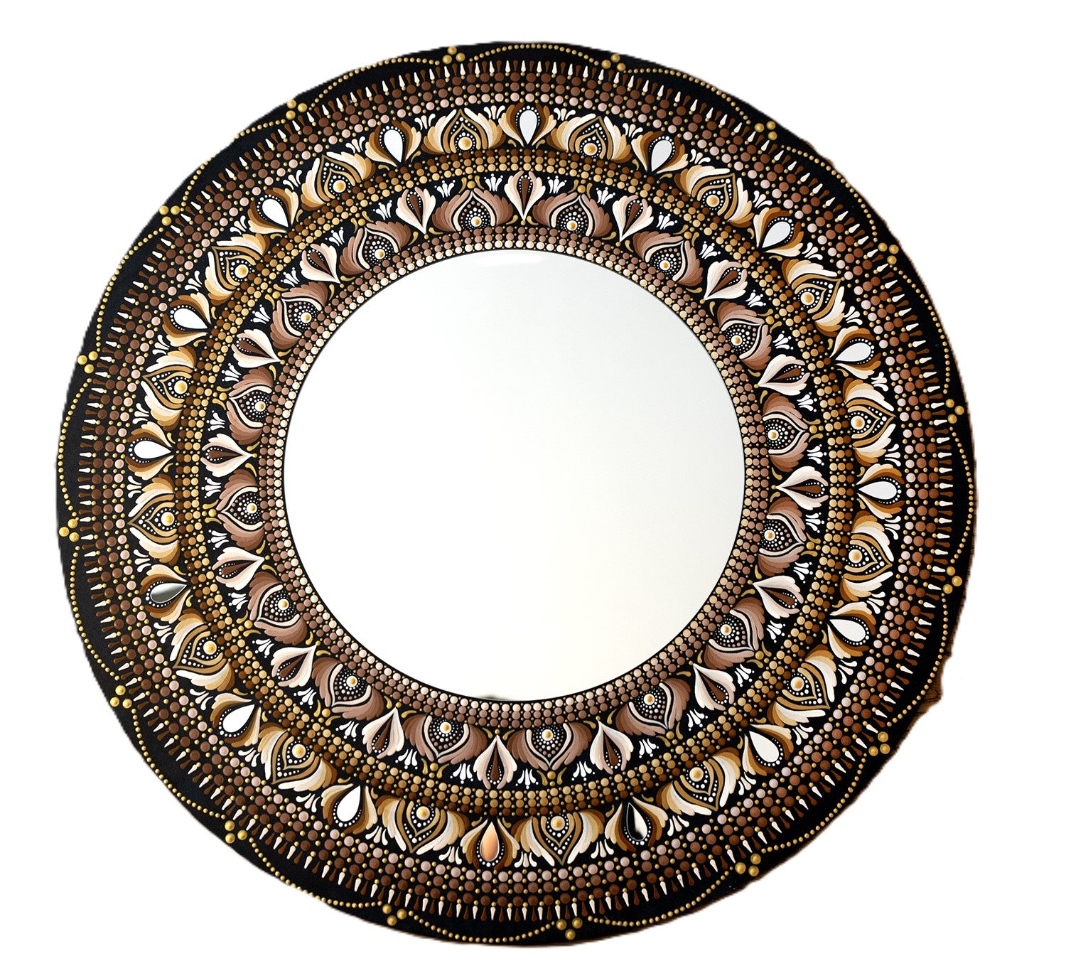 Quadro de Mandala estilo clássico de 60 cm com espelho de 40cm