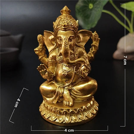 Estátua do Senhor Ganesha em dourado e bronze (7cm)