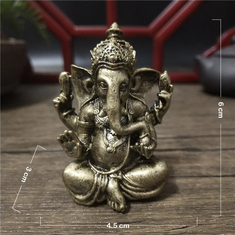 Estátua do Senhor Ganesha em dourado e bronze (7cm)