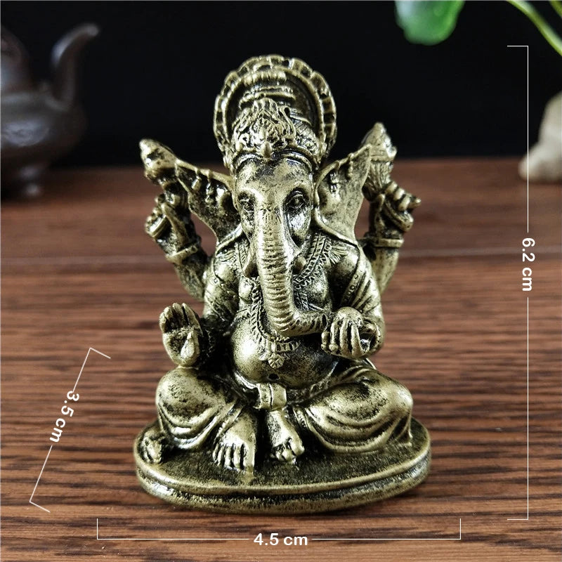 Estátua do Senhor Ganesha em dourado e bronze (7cm)