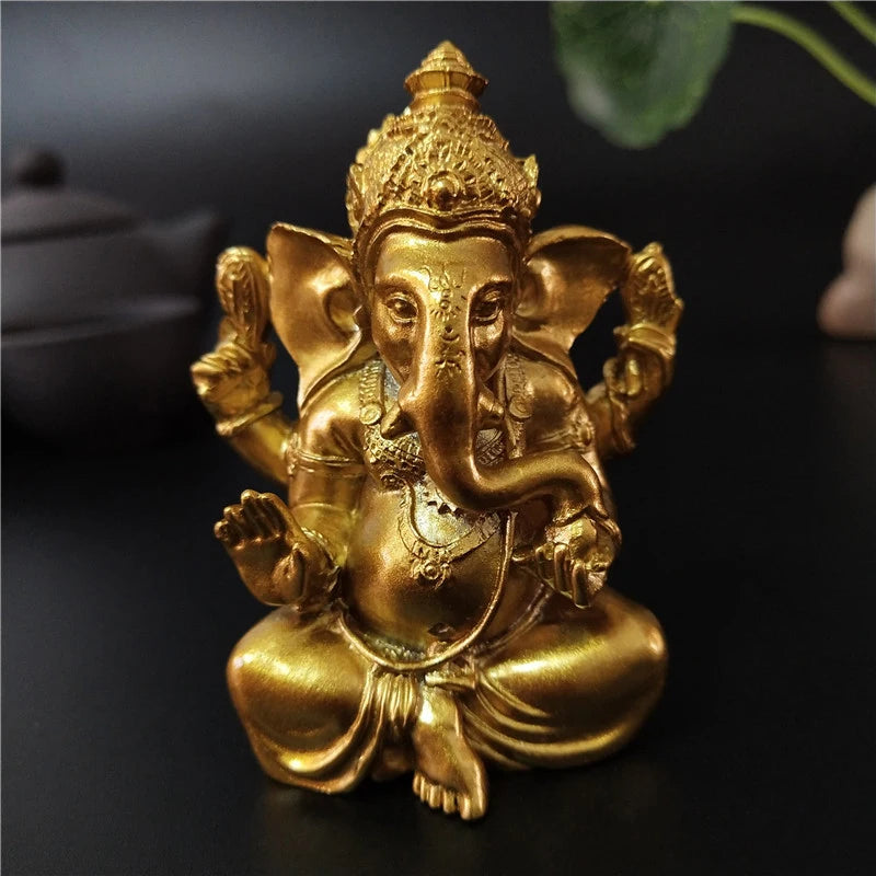 Estátua do Senhor Ganesha em dourado e bronze (7cm)
