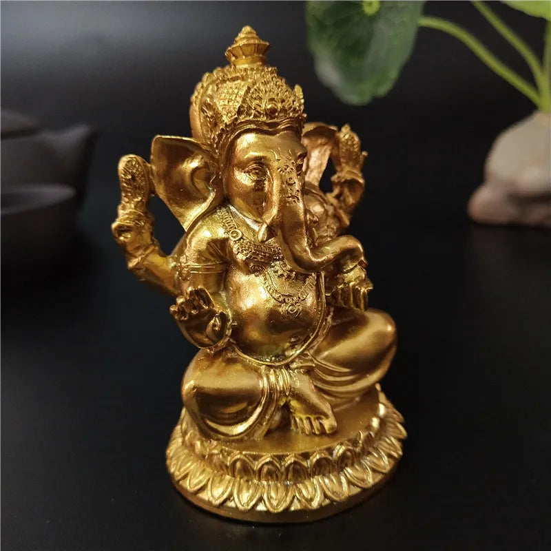 Estátua do Senhor Ganesha em dourado e bronze (7cm)