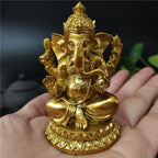 Estátua do Senhor Ganesha em dourado e bronze (7cm)