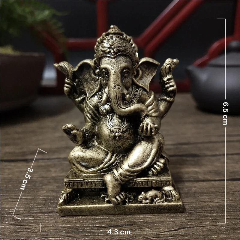 Estátua do Senhor Ganesha em dourado e bronze (7cm)
