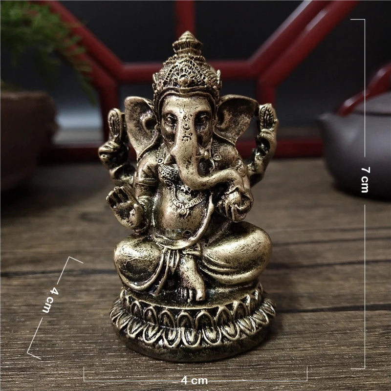 Estátua do Senhor Ganesha em dourado e bronze (7cm)