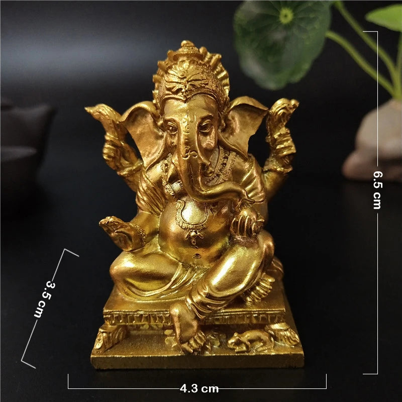 Estátua do Senhor Ganesha em dourado e bronze (7cm)