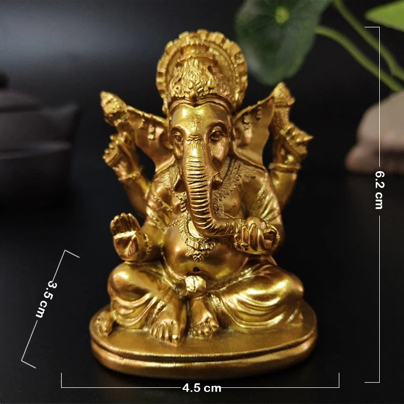 Estátua do Senhor Ganesha em dourado e bronze (7cm)