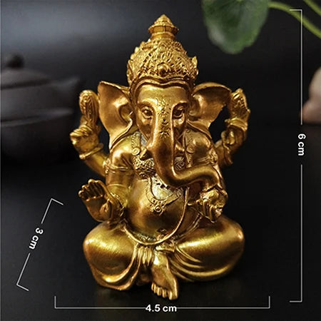 Estátua do Senhor Ganesha em dourado e bronze (7cm)