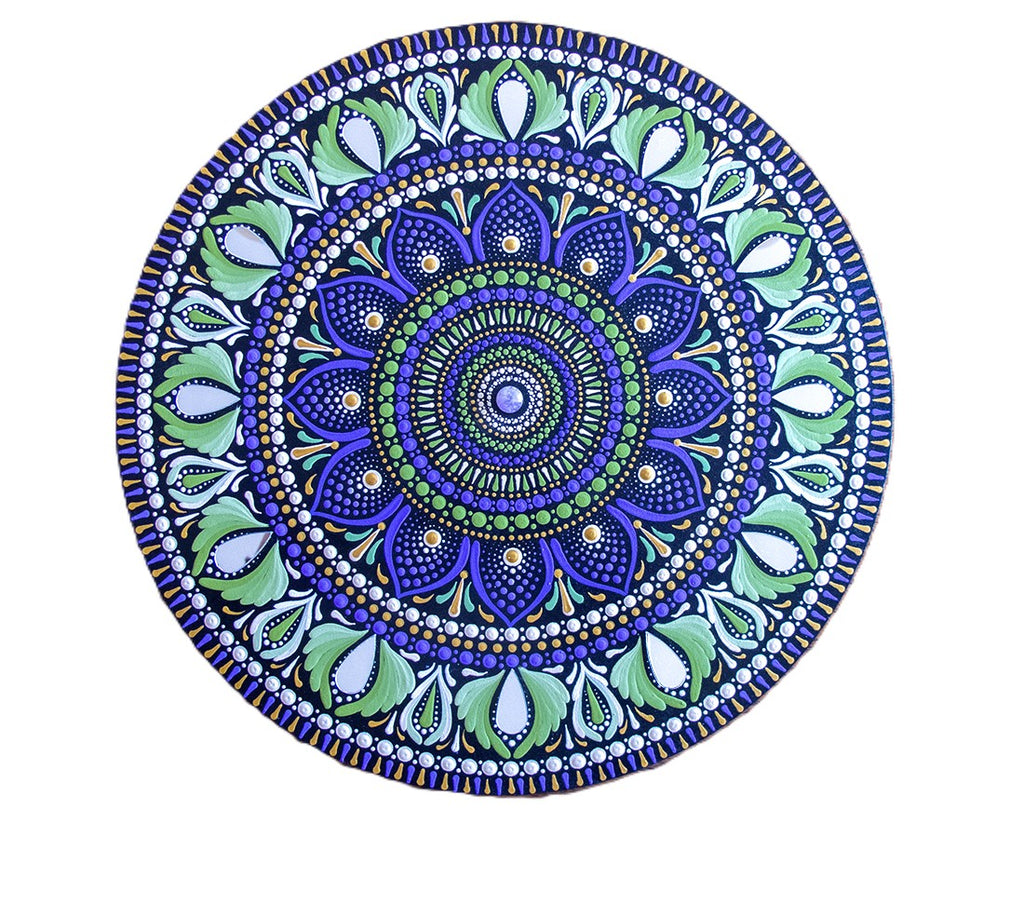 Quadro de Mandala de 30cm inspirada nas cores da cura - Violeta e Verde