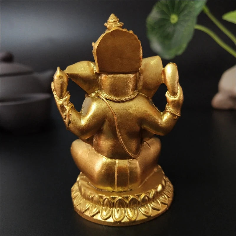 Estátua do Senhor Ganesha em dourado e bronze (7cm)