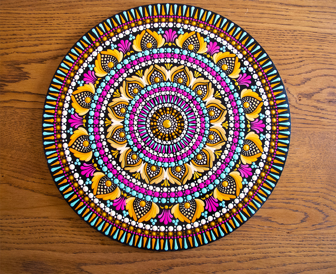 Quadro de Mandala de 30 cm inspirada nos Povos Nativos