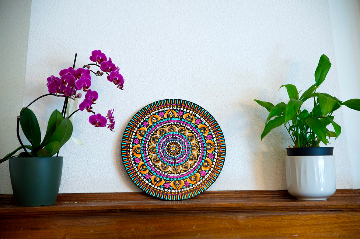 Quadro de Mandala de 30 cm inspirada nos Povos Nativos