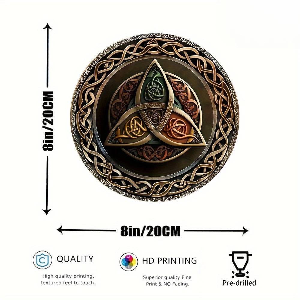 Placa de parede em alumínio com símbolo celta Triskle 2D (20cm x 20cm)