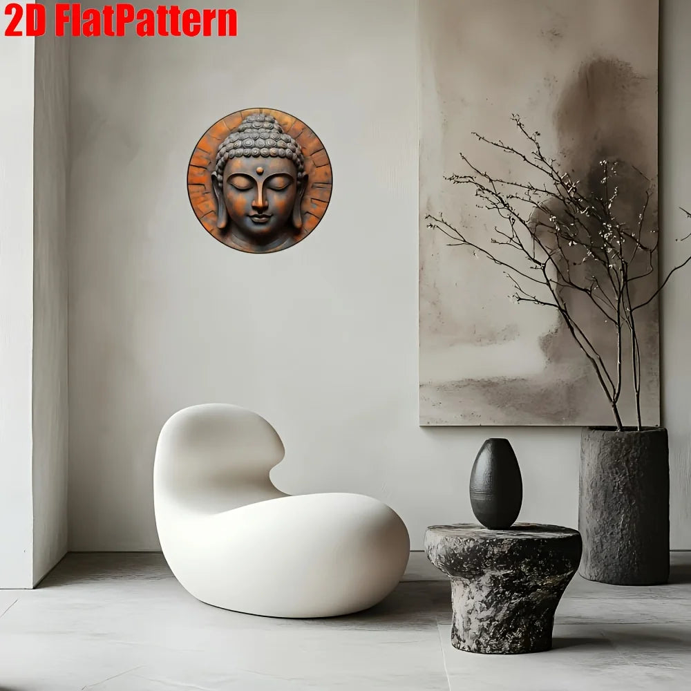 Placa decorativa redonda Buda meditando (20cmx20cm)
