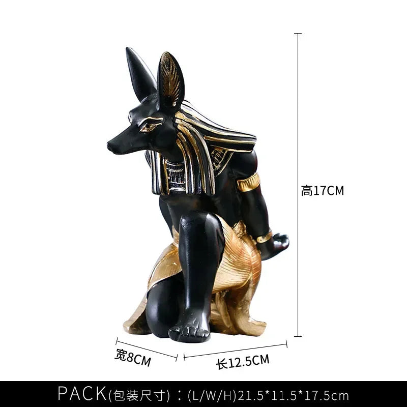 Estátua deuses egípcios Anubis e Bastet