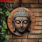 Placa decorativa redonda Buda meditando (20cmx20cm)