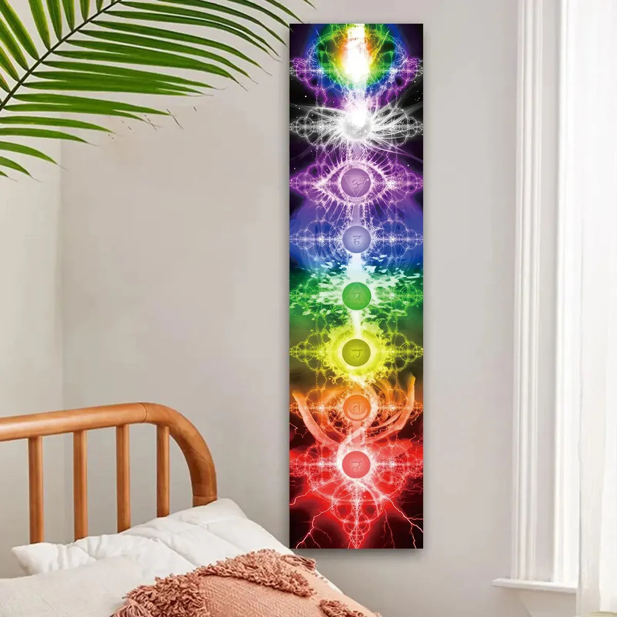Tapeçaria colorida de chakras para meditação de ioga