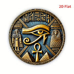 Placa decorativa egípcia em metal - Olho de Hórus, Ankh (20cmx20cm)