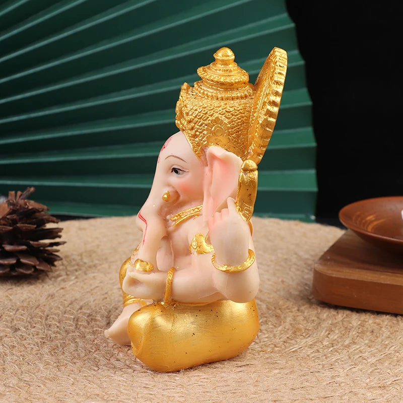 Estátua de Buda Ganesha, Senhor do Ouro (14cm)