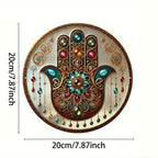 Placa de alumínio Hamsá com pedras coloridas