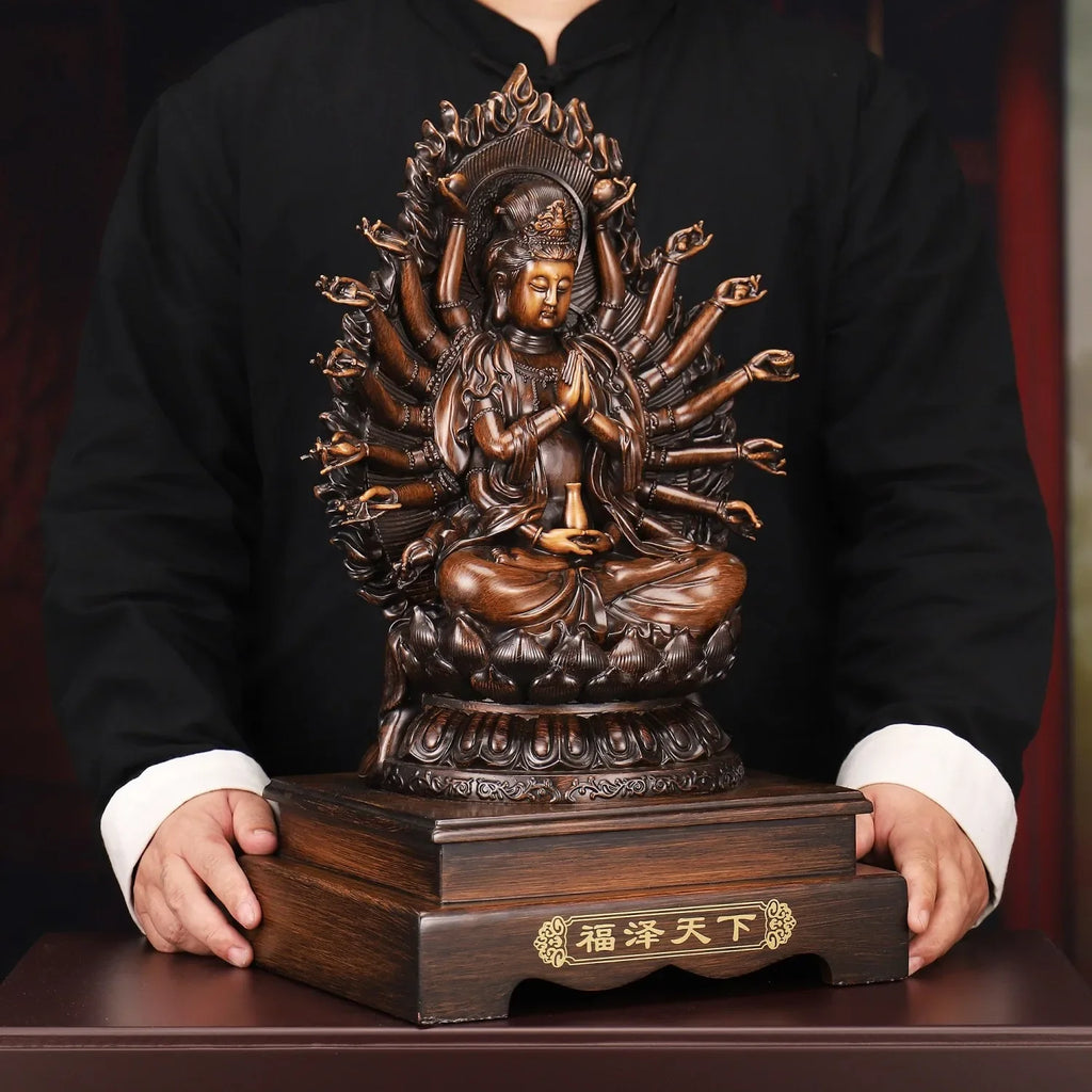 Estátua Bodhisattva Kuan Yin - Deusa das mil mãos (28cm de altura)