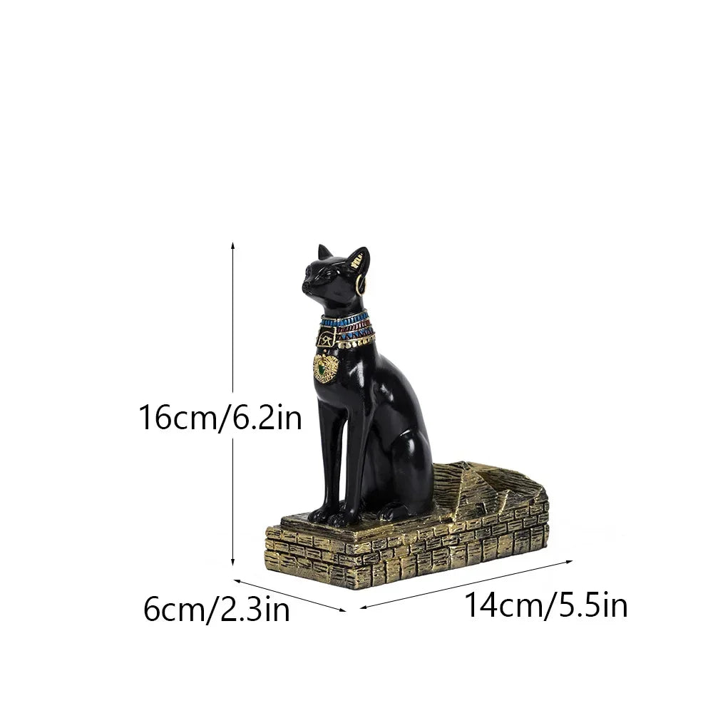Estátua deuses egípcios Anubis e Bastet