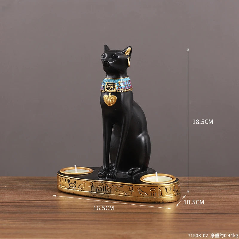 Estátua e castiçal da deusa egípcia dos gatos Bastet