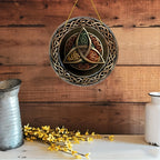 Placa de parede em alumínio com símbolo celta Triskle 2D (20cm x 20cm)