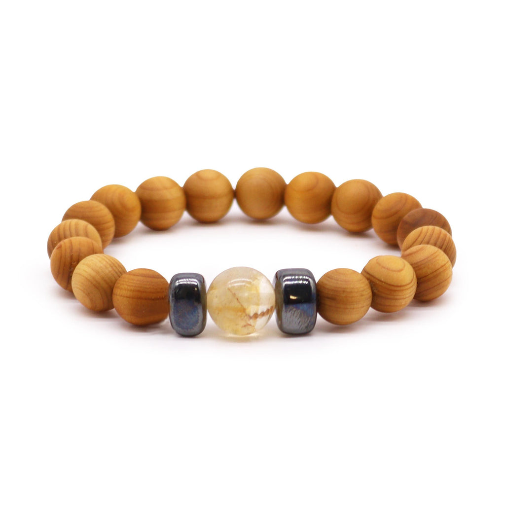 Pulseira de Cedro - Chakra Solar - Citrino