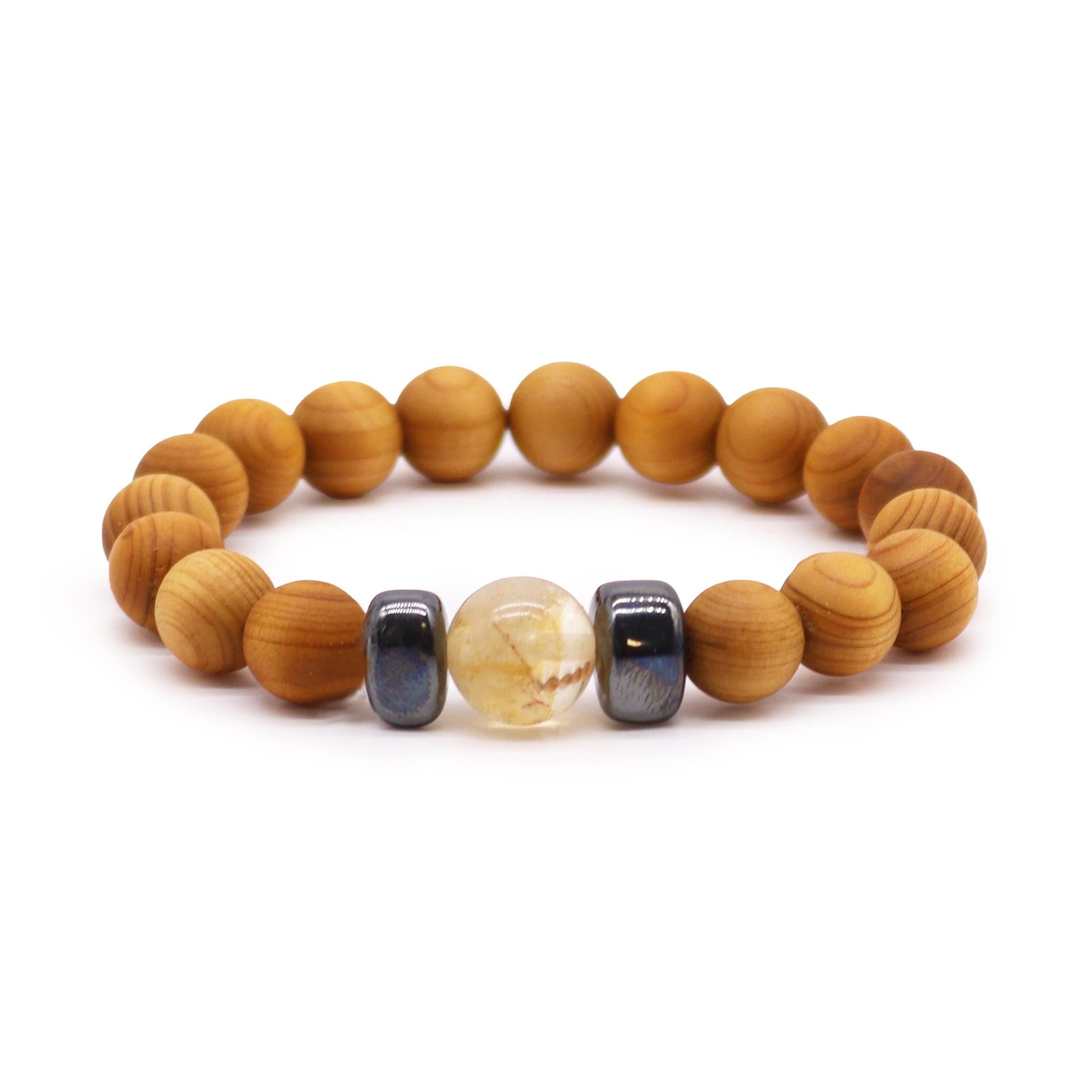 Pulseira de Cedro - Chakra Solar - Citrino