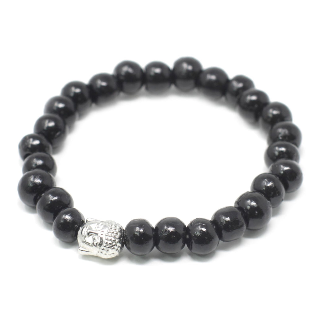 Pulsera de Buda con cuentas de madera oscura