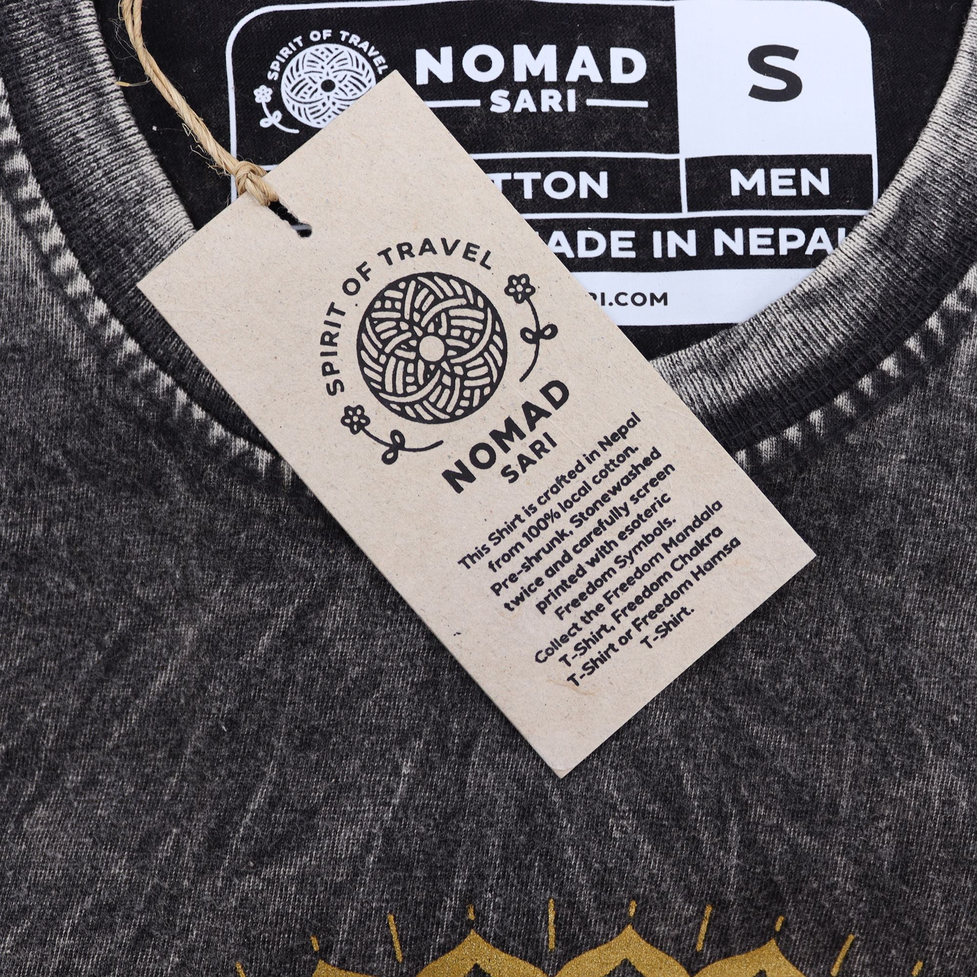 Camiseta Nomad Sari Pequena - Mandala - Cinza escuro