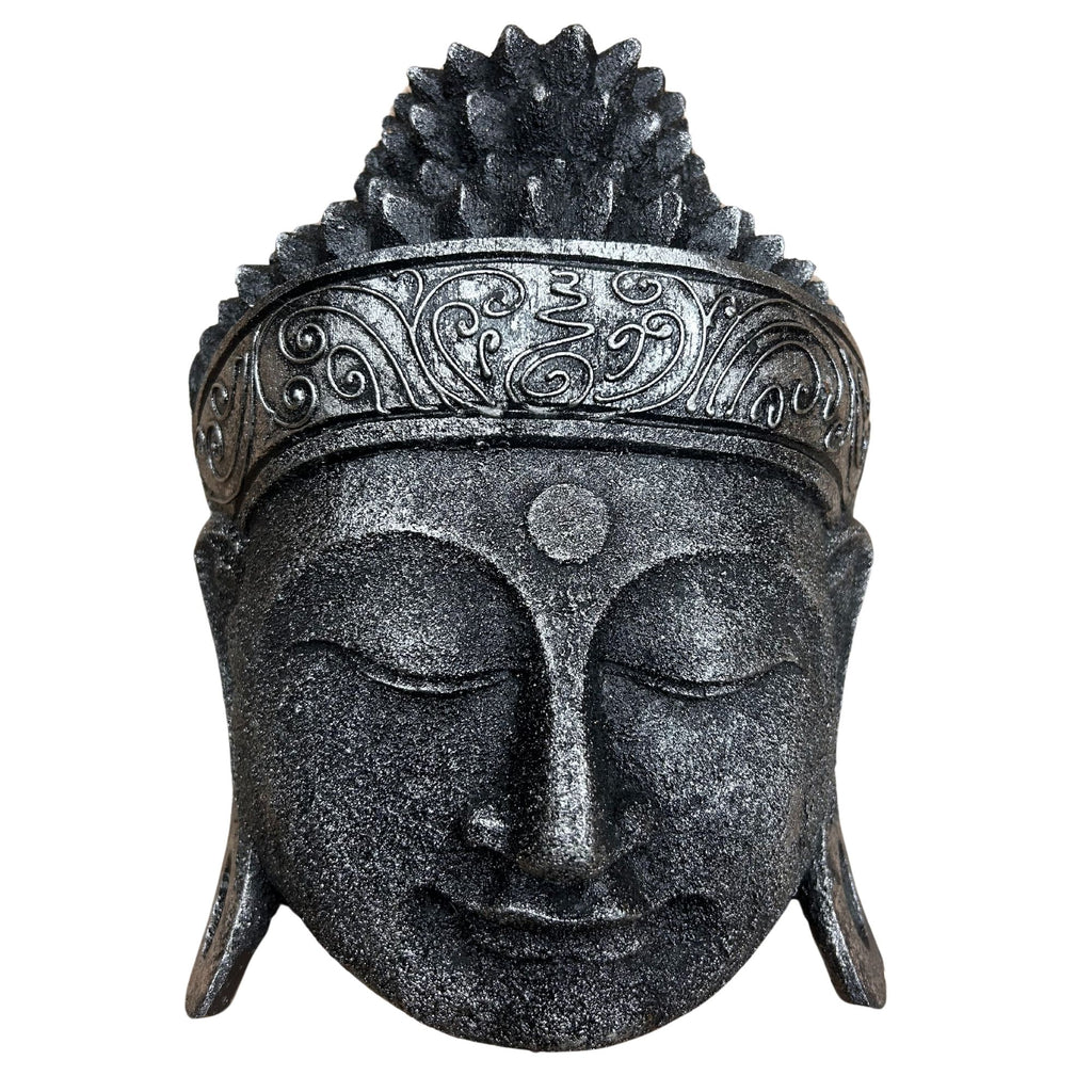 Decoração para casa Cabeça de Buda - 25 cm - Prateado Brilhante
