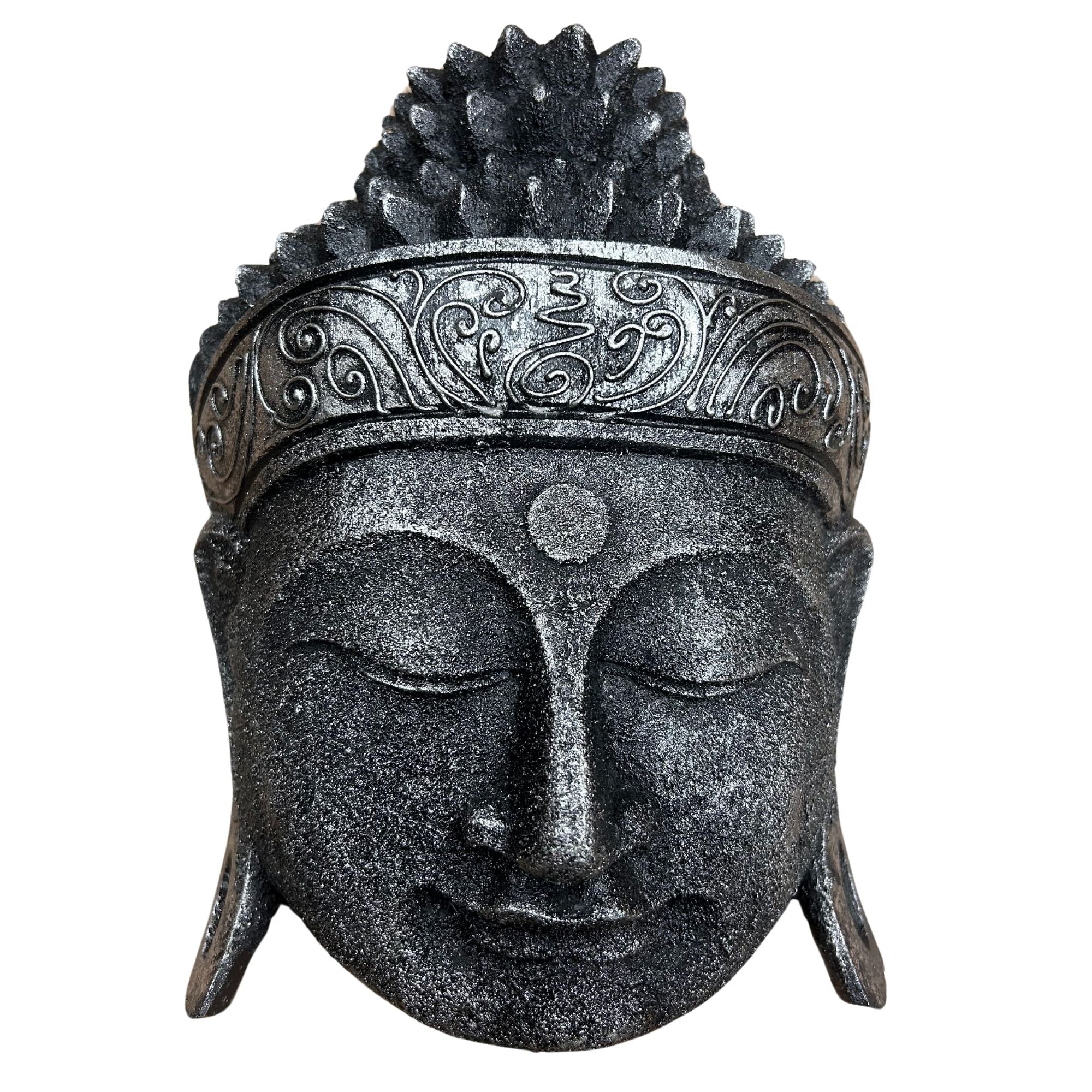 Decoração para casa Cabeça de Buda - 25 cm - Prateado Brilhante
