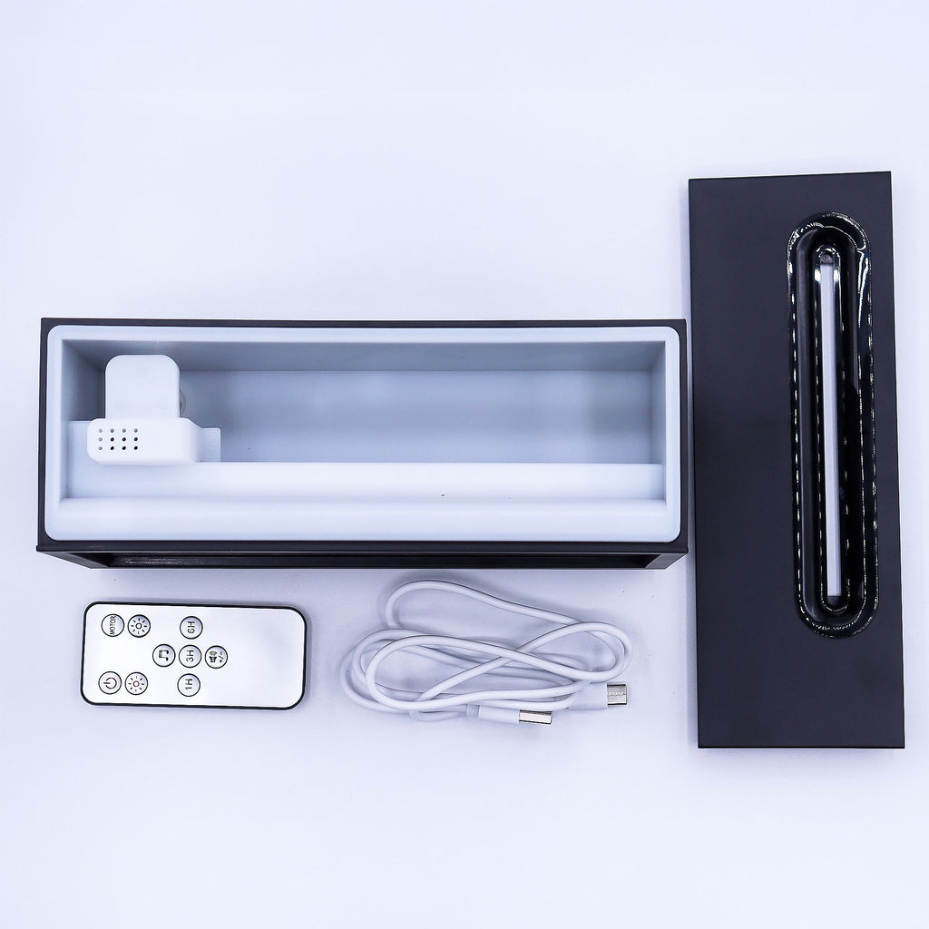 Difusor de aroma com efeito de chama e som de pássaros - USB preto - Mudança de cor