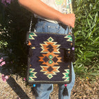 Bolsa bandolera de festival Kilim azul marinho escuro