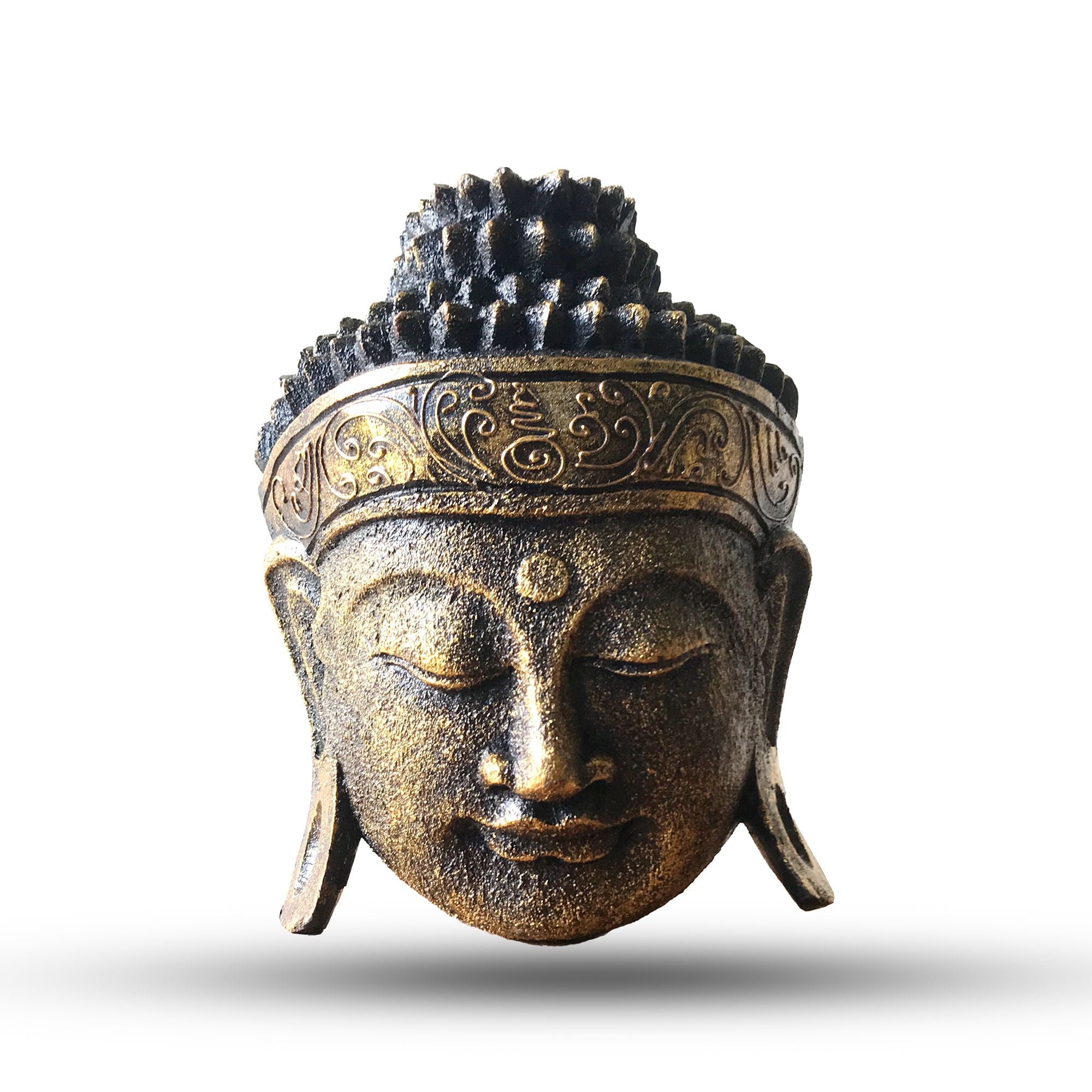 Decoração para casa Cabeça de Buda - 25 cm - Acabamento dourado brilhante