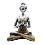 Figura feminina de ioga - Prata e ouro 24cm