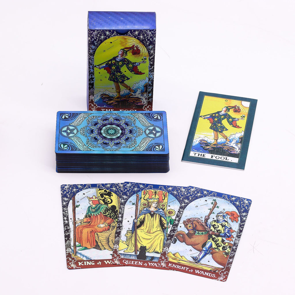 Conjunto de cartas de Tarot com folha azul - Mandala - com folheto