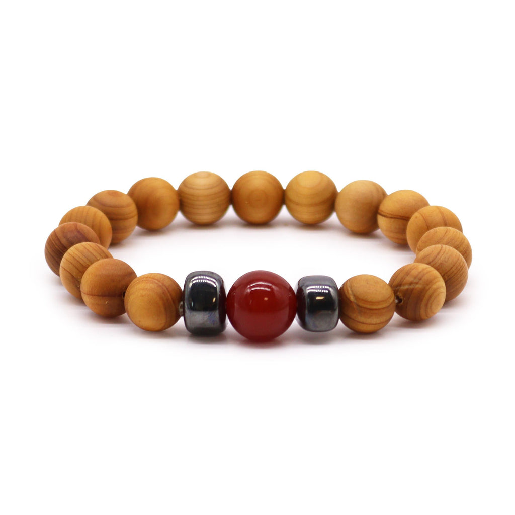 Pulseira de Cedro - Chakra Raiz - Jaspe Vermelho