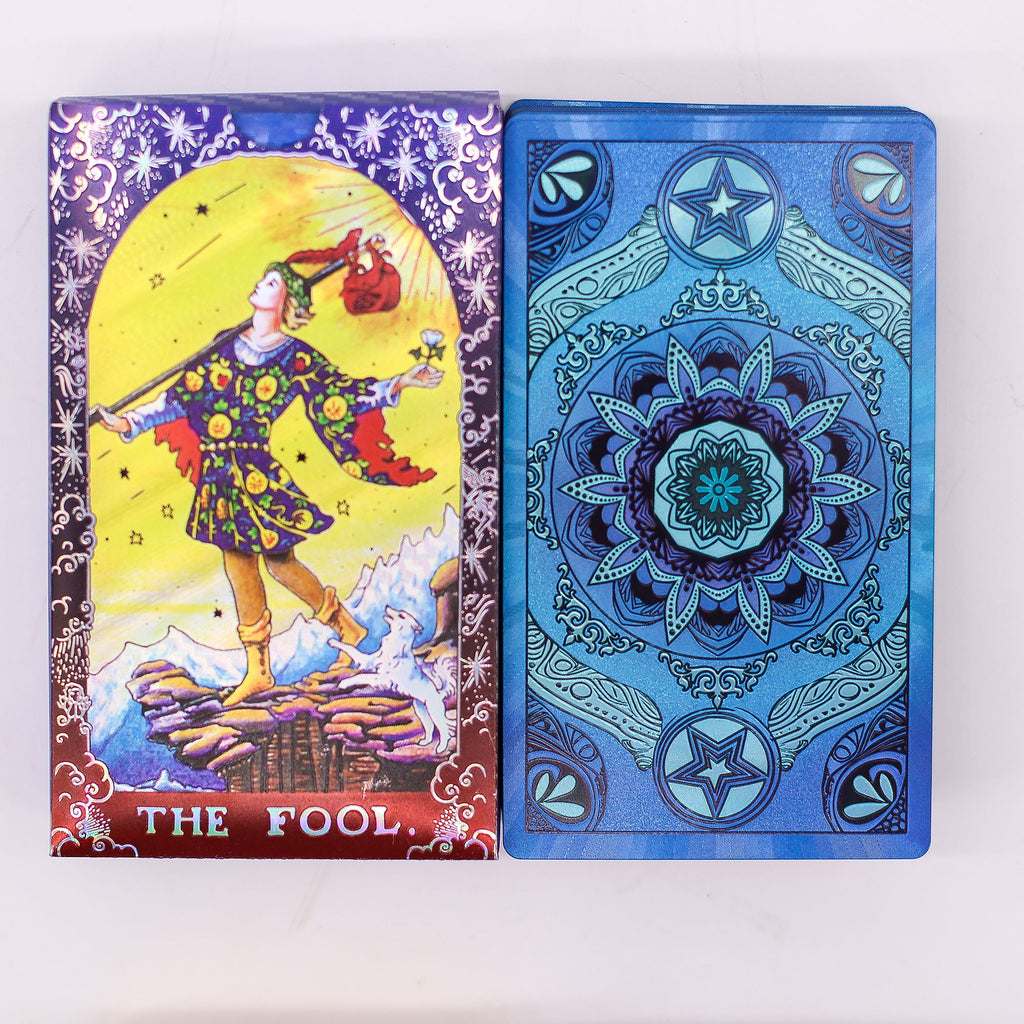 Conjunto de cartas de Tarot com folha azul - Mandala - com folheto