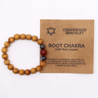 Pulseira de Cedro - Chakra Raiz - Jaspe Vermelho