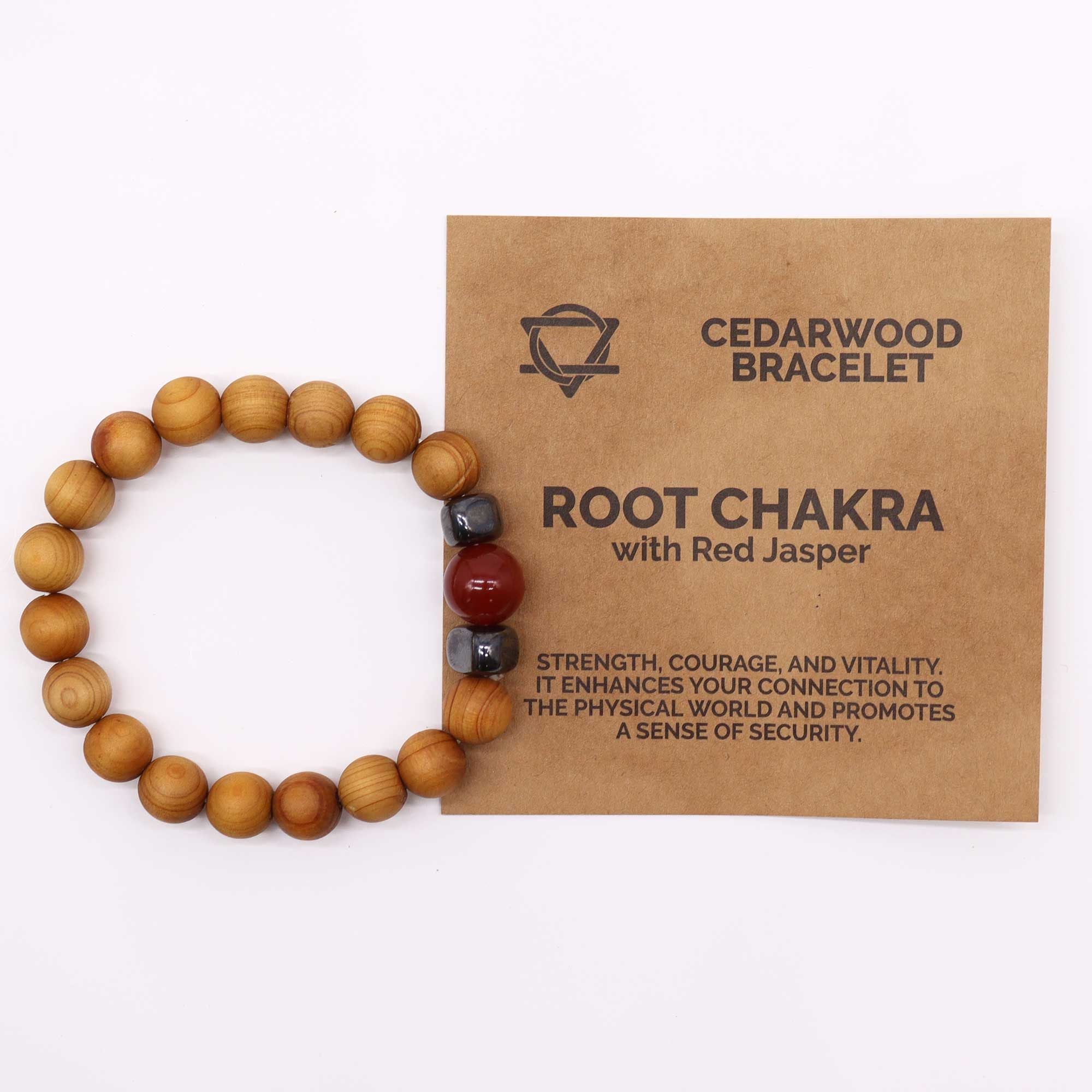 Pulseira de Cedro - Chakra Raiz - Jaspe Vermelho