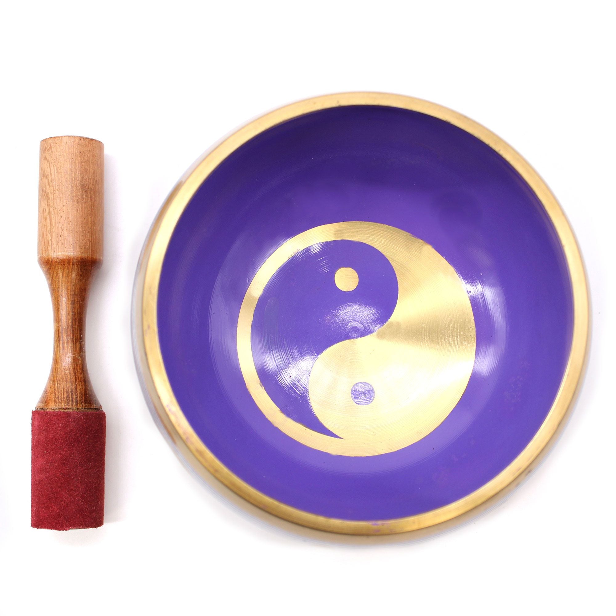 Conjunto de Taças Tibetanas Grande - Yin & Yang - Branco/Roxo 14cm