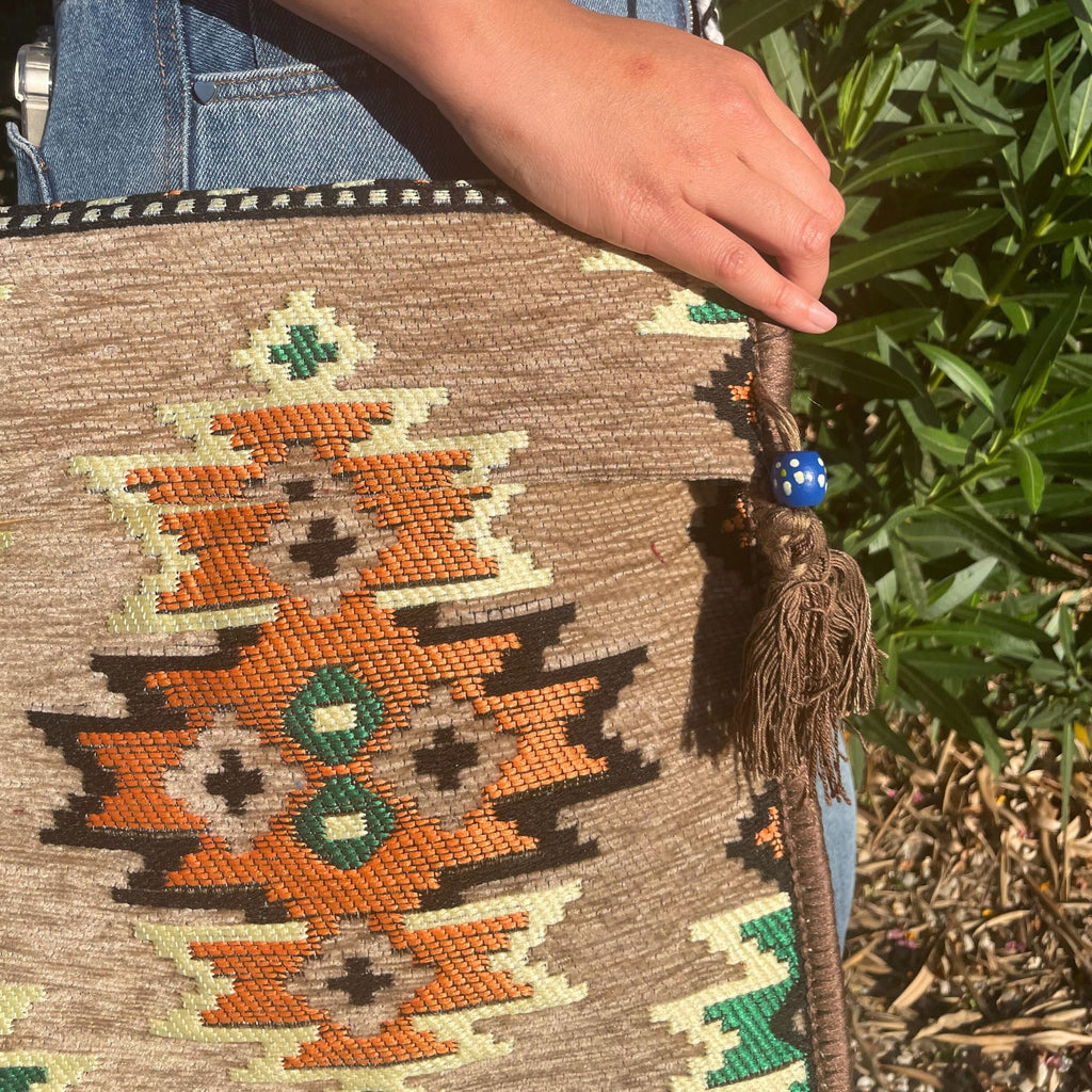 Bolsa tipo bandolera de festival Kilim bege