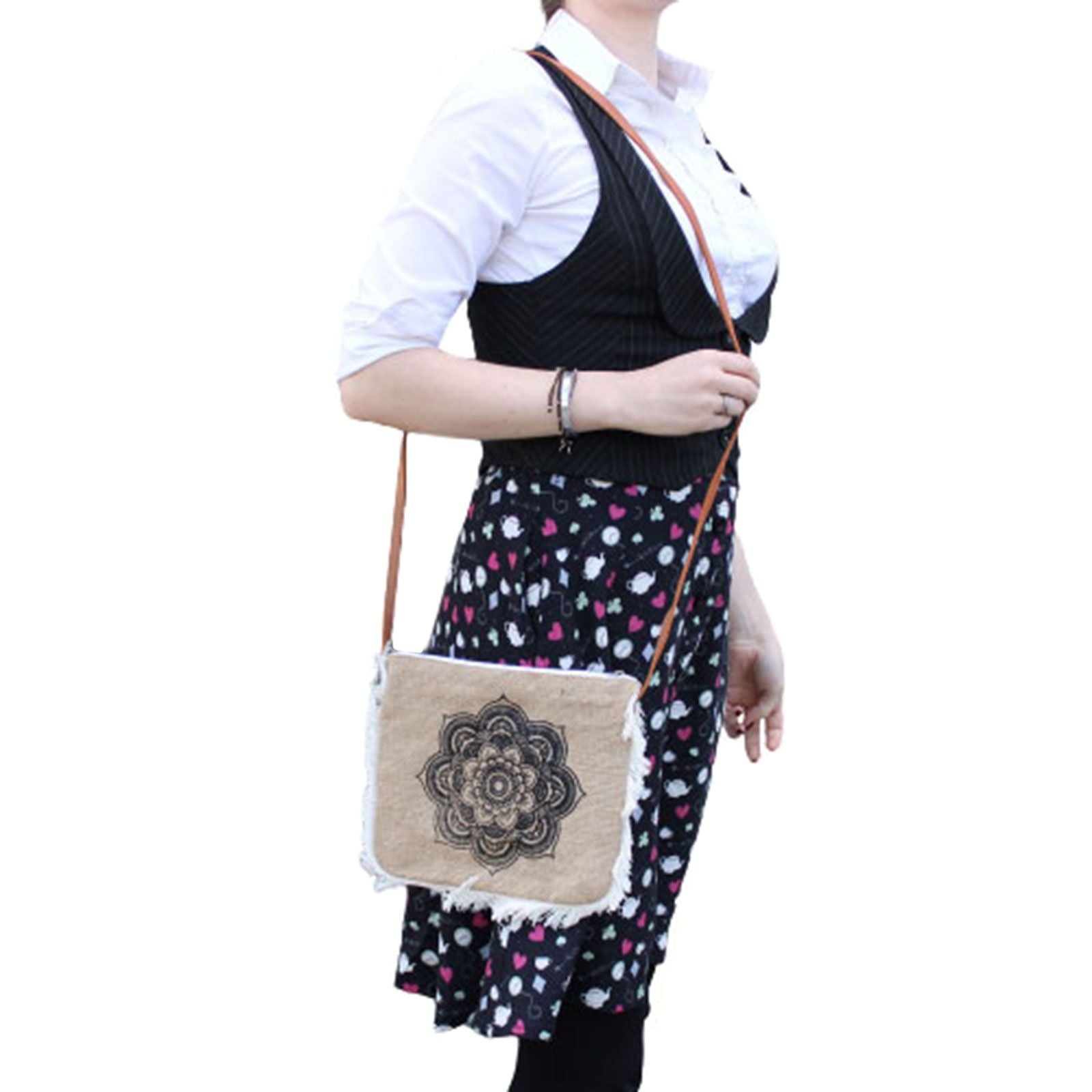 Bolsa com franjas - Estampado Mandala