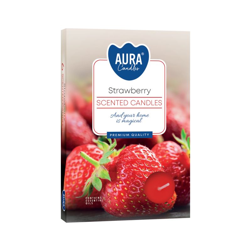 Conjunto de 6 Velas de chá Perfumadas - morango