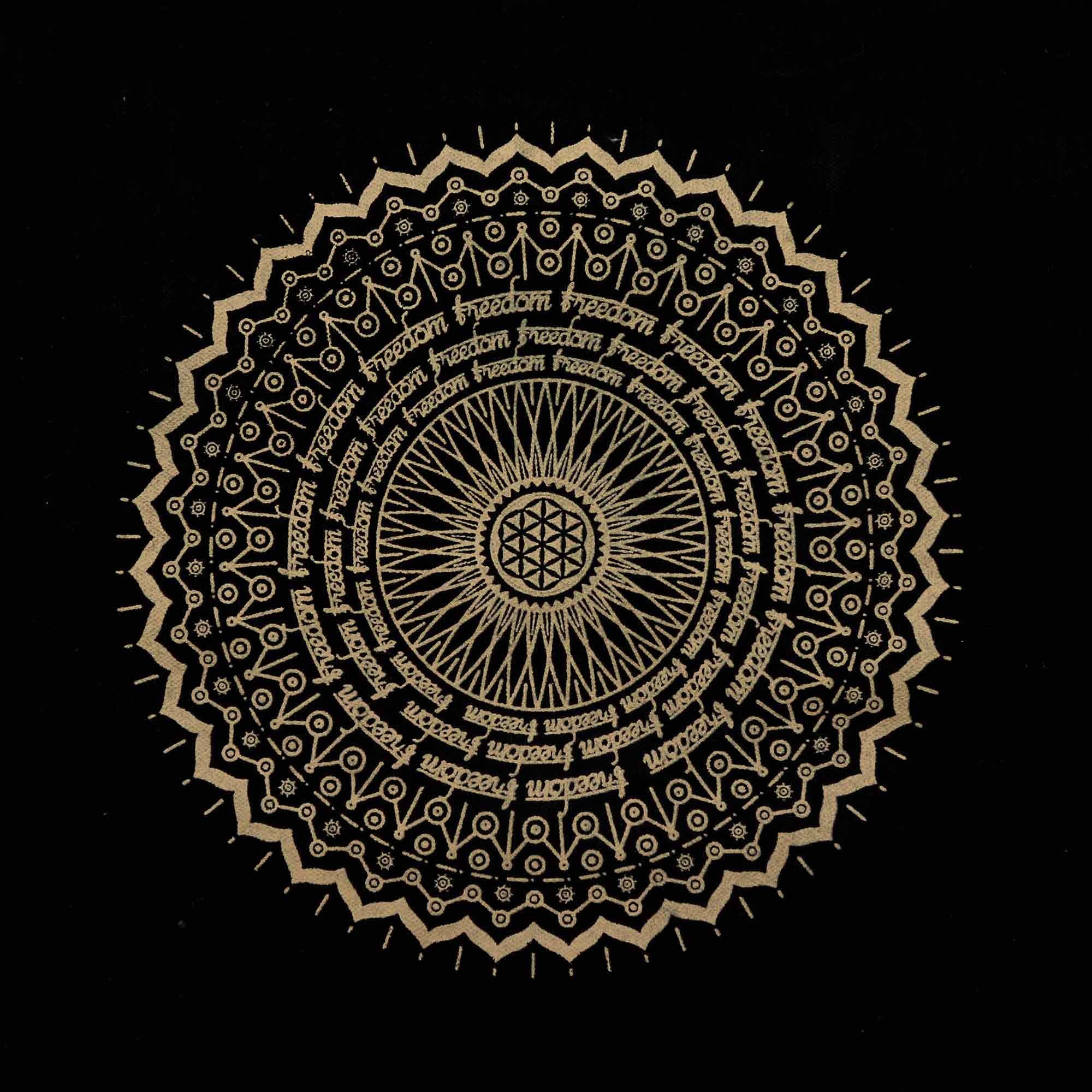 Bolsa tote extra grande lavada à pedra 14oz - Mandala da liberdade