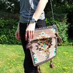 Bolsa tipo bandolera de festival Kilim bege